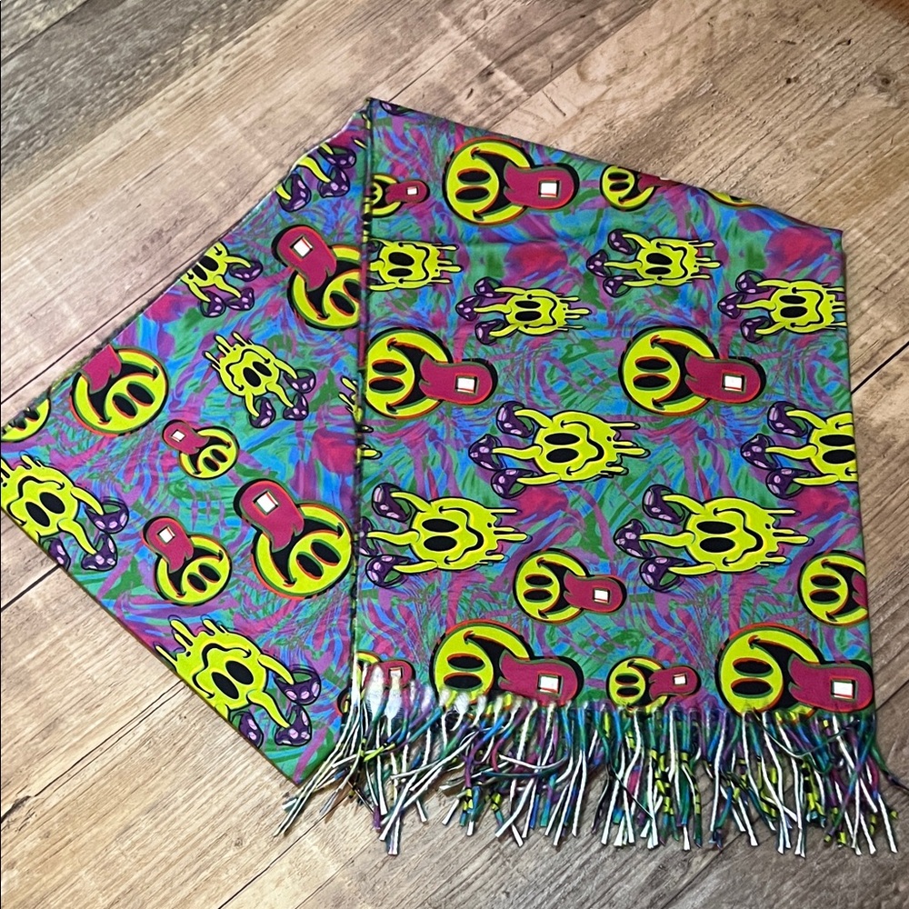 Colorful trippy Graphic Scarf/ pashmina with Fringe